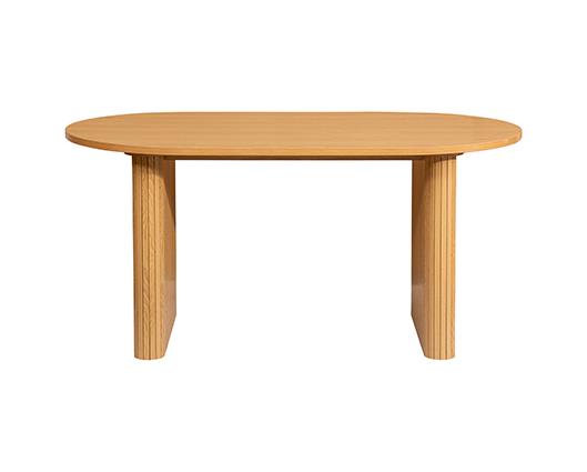 Axel Oval Fluted Dining Table with 4 Fabric Chairs - Oak