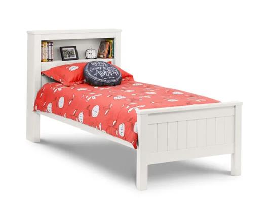 Maine Bookcase Single Bed - Surf White