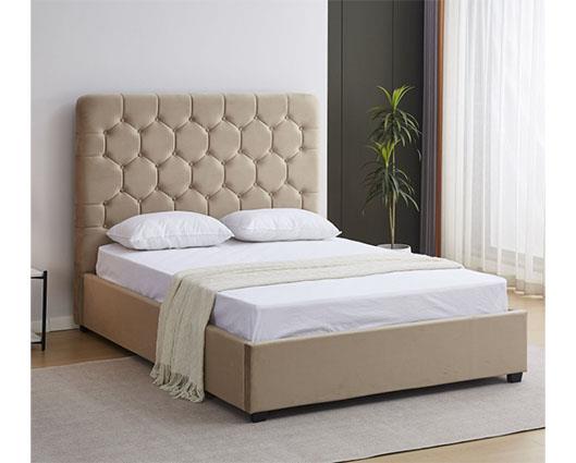 MADISON 4'6" BED - FAWN VELVET FABRIC