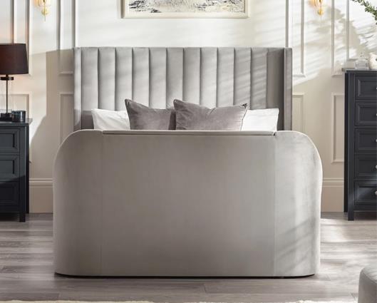 Clara Side Lift Ottoman TV Bed Light Grey - King