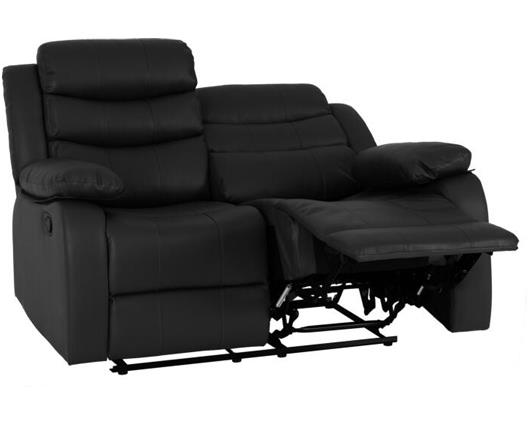 Roma 2 Seater Recliner Sofa - Black Faux Leather