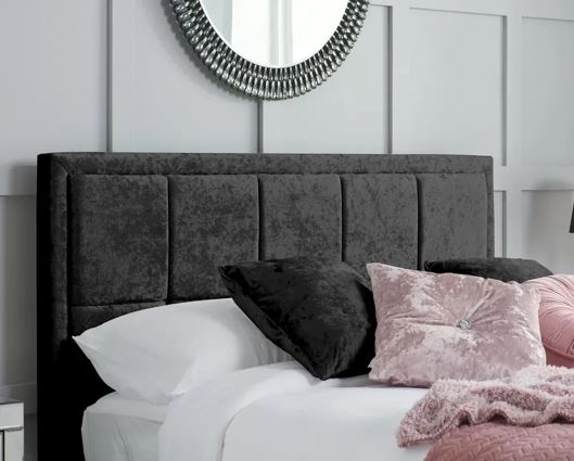 Hannover King Bed - Black Crushed Velvet
