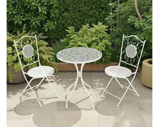 FERNE PATIO DINING SET - WHITE/GREEN LEAF