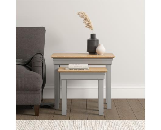 BORDEAUX NEST OF 2 TABLES - PEBBLE GREY/OAK
