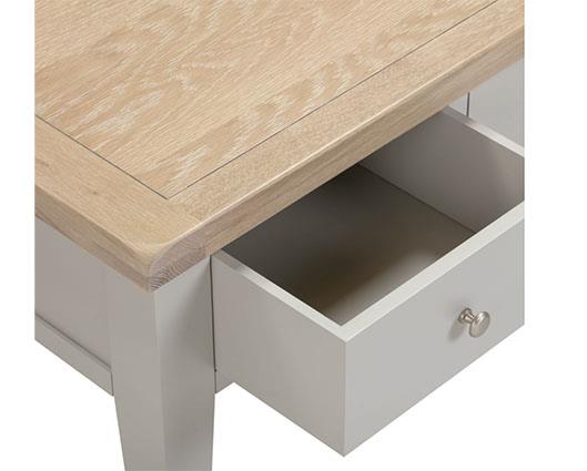WINDSOR 2 DRAWER COFFEE TABLE - PEBBLE GREY/OAK