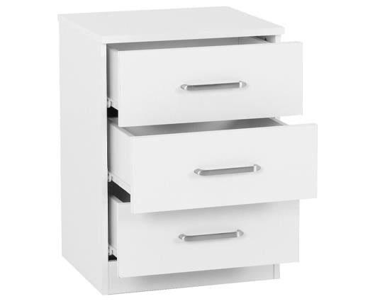 DAKOTA 3 DRAWER BEDSIDE - WHITE