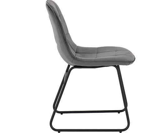 QUEBEC WAVE & LUKAS DINING SET (X4 CHAIRS) - MEDIUM OAK EFFECT/GREY VELVET