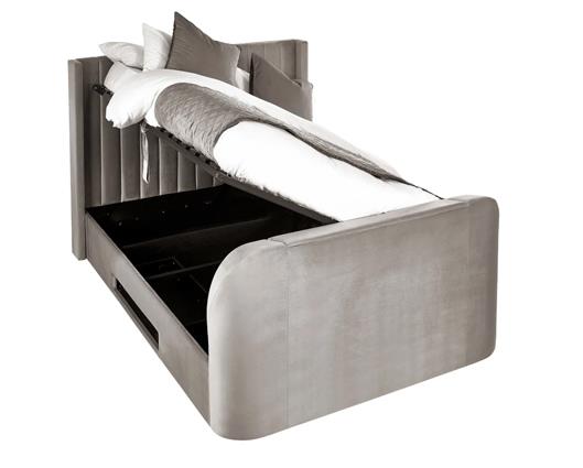 Clara Side Lift Ottoman TV Bed Light Grey - King