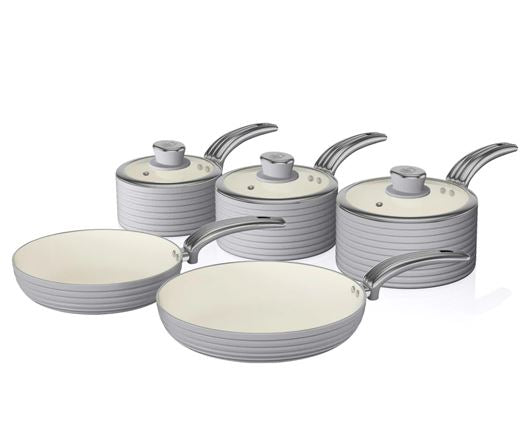 Swan Retro 5 Piece Pan Set Grey
