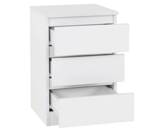 Marcus 3 Drawer Bedside - White