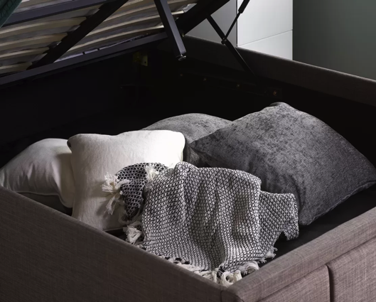 Harrison Small Double Ottoman Bed-Grey