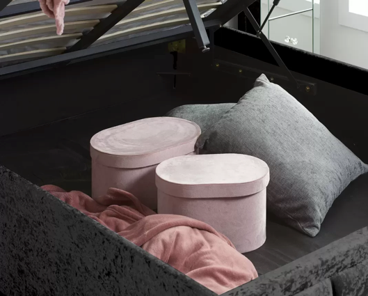 Hannover Double Ottoman Bed - Black Crushed Velvet