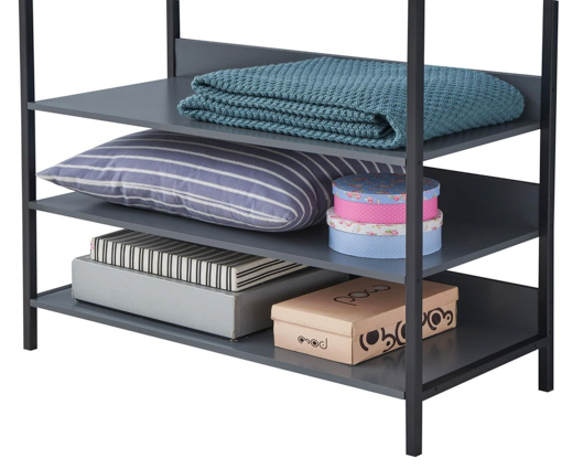 Zulu Open Wardrobe with 4 Shelves-Dark Grey