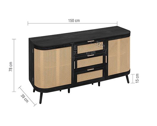 Noah 2 Door 3 Drawer Sideboard - Black