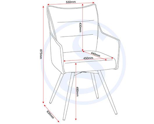 LEWIS CARVER SWIVEL DINING CHAIR (X2 PER BOX) - GREY FABRIC