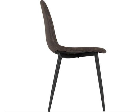 MARLOW & ATHENS DINING SET (X4 CHAIRS) - WHITE MARBLE/BROWN FAUX LEATHER