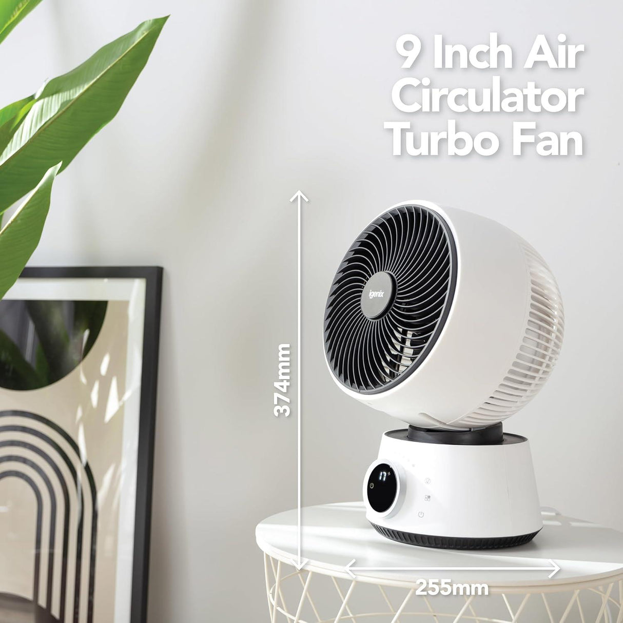 Igenix 9 Inch Digital Turbo Air Circulator Fan - White
