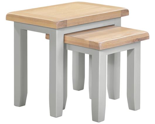WINDSOR NEST OF 2 TABLES - PEBBLE GREY/OAK