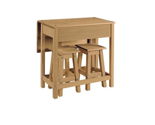 Corona Premium Breakfast Drop Leaf Table & 2 Stool Set