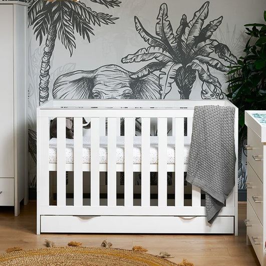 Nika Cot Bed & Under Drawer - White Wash