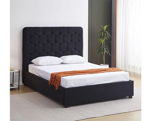 MADISON 5' BED - BLACK VELVET FABRIC