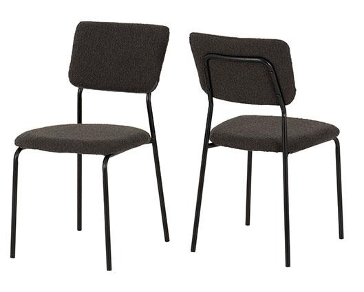 MARLOW & SHELDON DINING SET (X4 CHAIRS) - BLACK MARBLE/GREY BOUCLE FABRIC