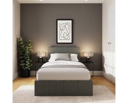 Single End Lift Ottoman Bed-Grey PU