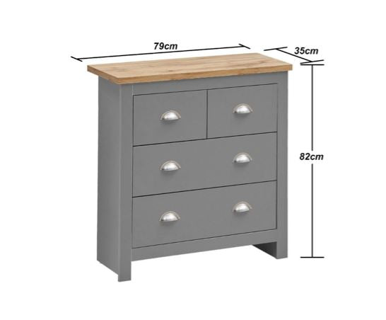 Lincoln 3 Piece Bedroom Set (3 Door Wardrobe, 2+2 Chest, 1 Drawer Bedside)