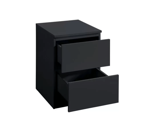 Oakley 2 Drawer Bedside- Black