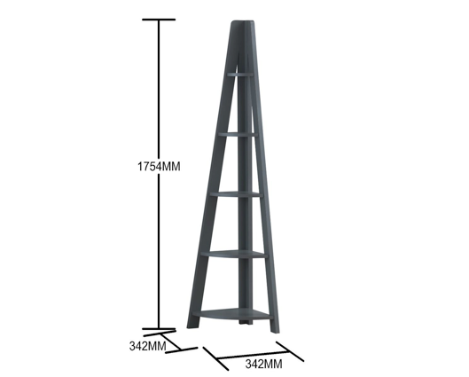 Corner Ladder Bookcase-Dark Grey