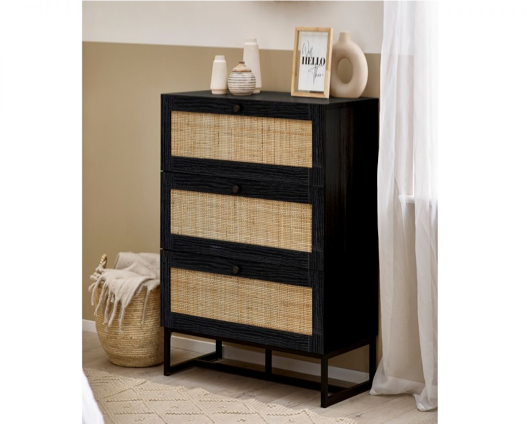 Petra 3 Drawer Chest - Black