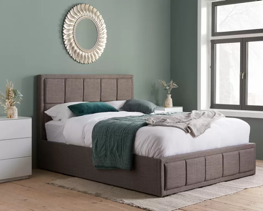 Harrison Small Double Ottoman Bed-Grey
