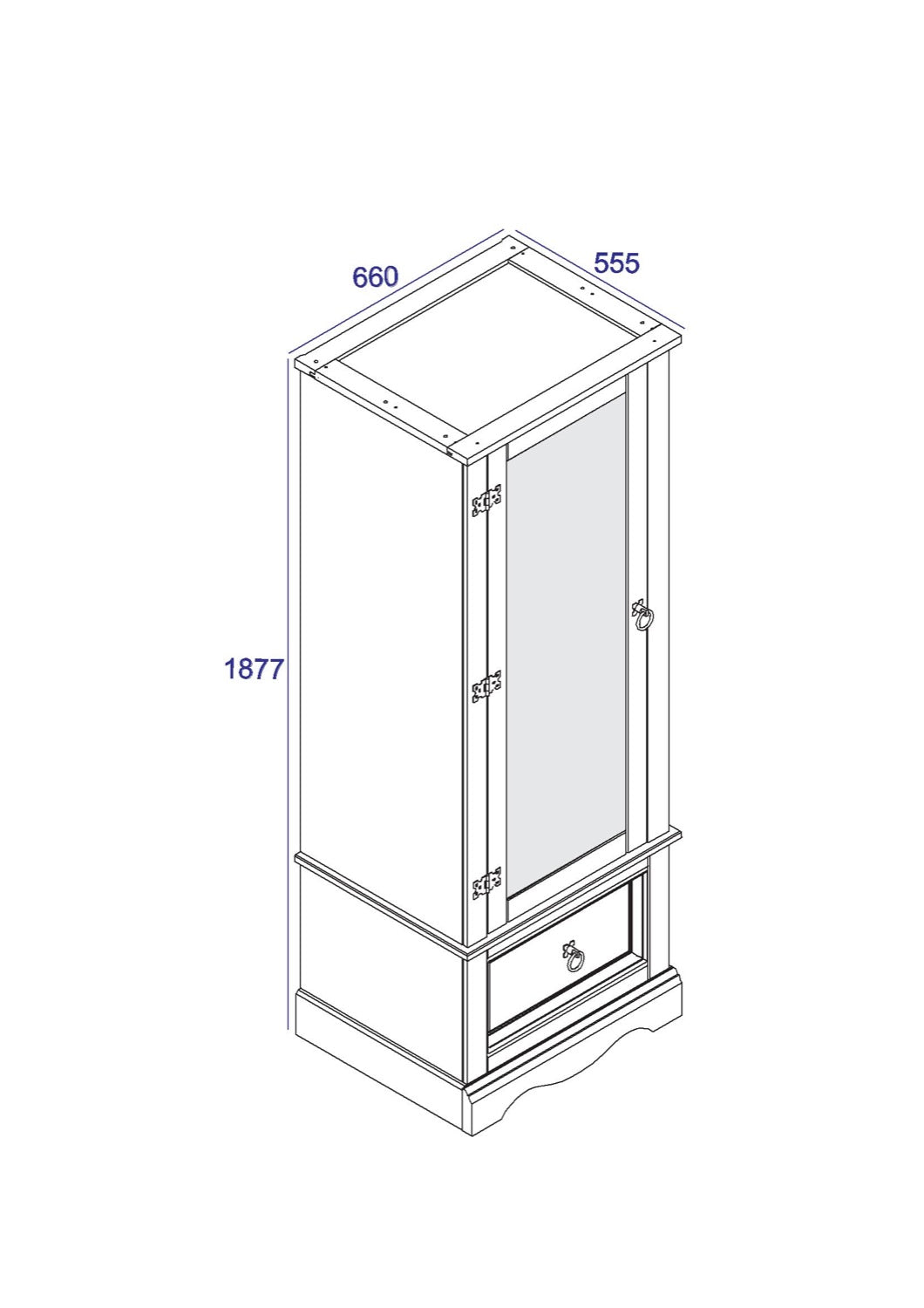 Corona Premium Armoire With Mirrored Door