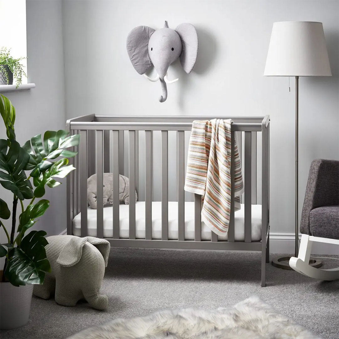 Space Saver Cot & Fibre Mattress-Taupe Grey