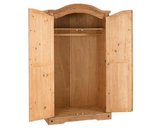 Corona 2 Door Wardrobe - Distressed Waxed Pine