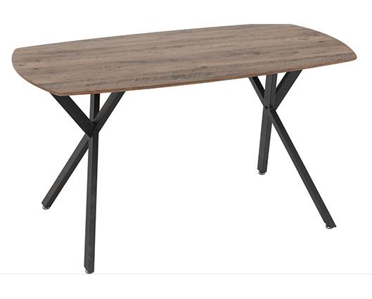 ATHENS RECTANGULAR DINING SET (X4 CHAIRS) - MEDIUM OAK EFFECT/BROWN FAUX LEATHER