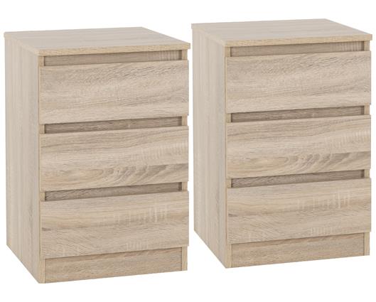 MALVERN 3 DRAWER BEDSIDE X2 - SONOMA OAK EFFECT
