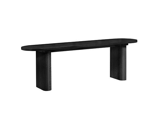 Axel Oval Fluted Dining Table with 2 Benches - Black