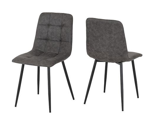 FENTON DINING SET (X4 CHAIRS) - WHITE/DARK GREY SUEDE FABRIC