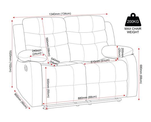Roma 2 Seater Recliner Sofa - Grey Faux Leather