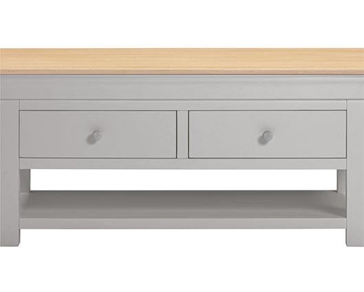 BORDEAUX 2 DRAWER COFFEE TABLE - PEBBLE GREY/OAK
