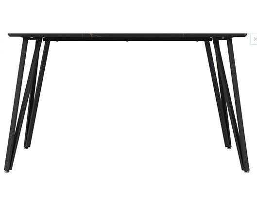 MARLOW & QUEBEC DINING SET (X4 CHAIRS) - BLACK MARBLE/GREY FAUX LEATHER