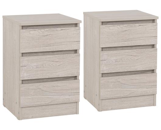 MALVERN 3 DRAWER BEDSIDE X2 - URBAN SNOW