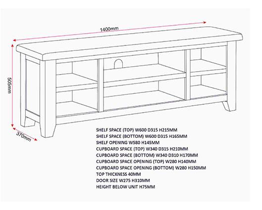 WINDSOR STRAIGHT TV UNIT - PEBBLE GREY/OAK