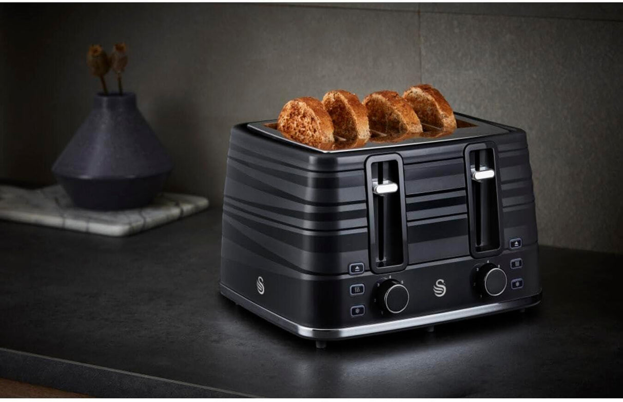 Swan 4 Slice Symphony Toaster - Black