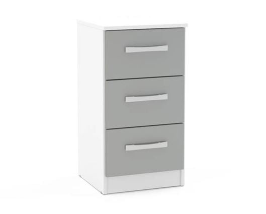 Larz 3 Drawer Bedside-White & Grey