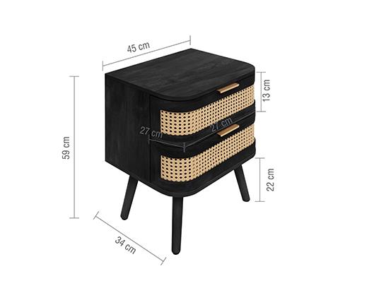 Noah 2 Drawer Bedside - Black