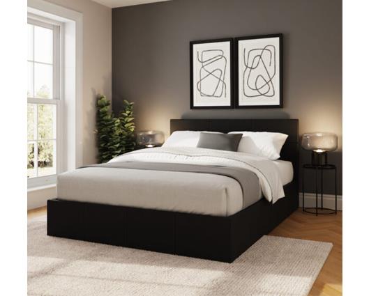 Small Double End Lift Ottoman Bed-Black