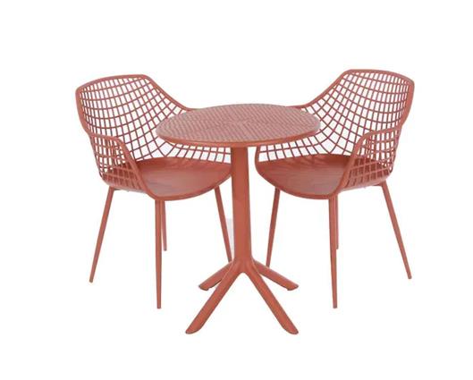 3 piece Lattice bistro table & 2 armchair set, outdoor grade, terracotta