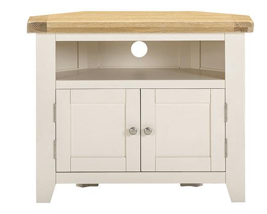WINDSOR CORNER TV UNIT - IVORY/OAK